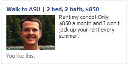 Facebook ad with smiling face image